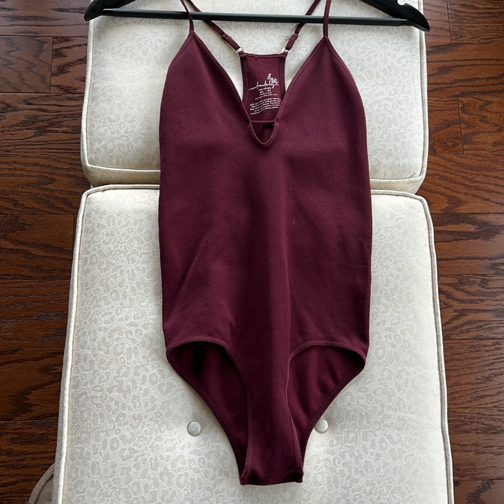 Free People Move Along Burgundy Bodysuit